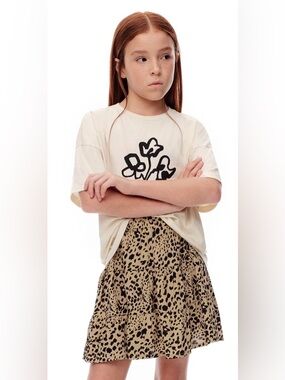 Leopard Print Tiered Mini Skirt in Tan and Black
